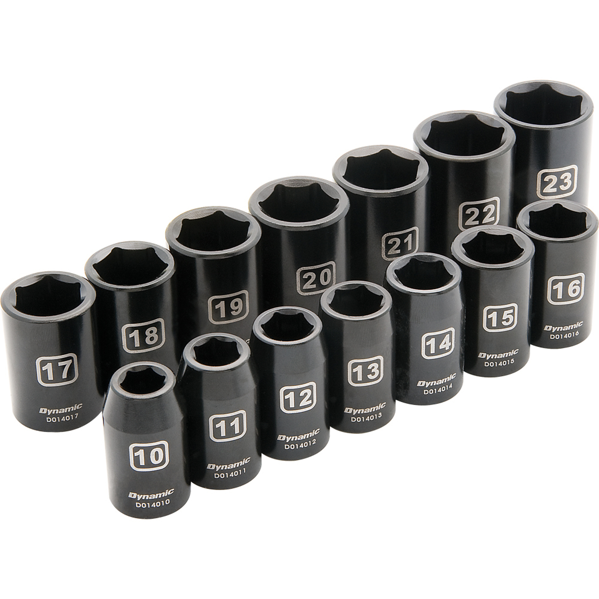 Dynamic Tools, 1/2in. 6 Point Standard Impact Metric Socket Set, Measurement Standard Metric, Pieces (qty.) 14 Socket Set Type 1/2in. Drive Sets, Model# D018023